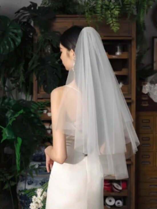 Two Tier Short Wedding Veil main image 5